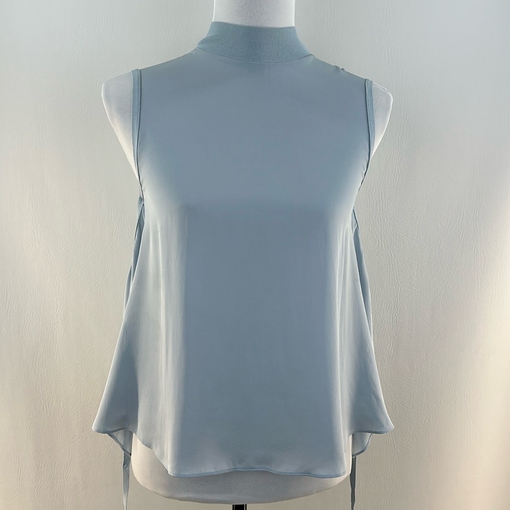 Vince High Neck Sleeveless Silk Top